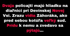 Policajti zisťujú, prečo záhorák kotúľa pred sebou sud (Vtip)