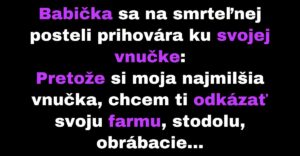 Babička prenecháva svojej vnučke farmu (Vtip)