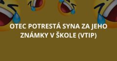 Otec potrestá syna za jeho známky v škole (Vtip)