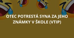 Otec potrestá syna za jeho známky v škole (Vtip)