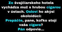 Okoloidúci muž poučuje pána s cigarou o nevýhode fajčenia (Vtip)