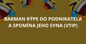 Barman rýpe do podnikateľa a spomína jeho syna (Vtip)
